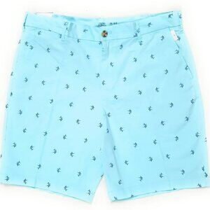 Turquoise Izod Saltwater Men Shorts Size 36, 9.5 Inseam, Preppy Chino Flat Front